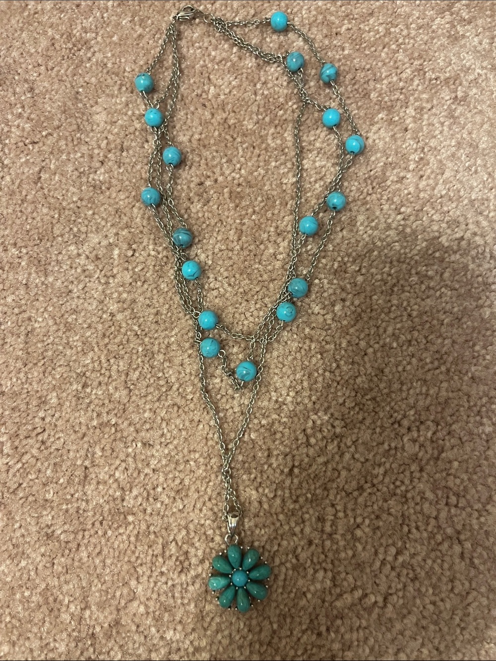 Turquoise Beaded Layered Necklace - Women Jewelry